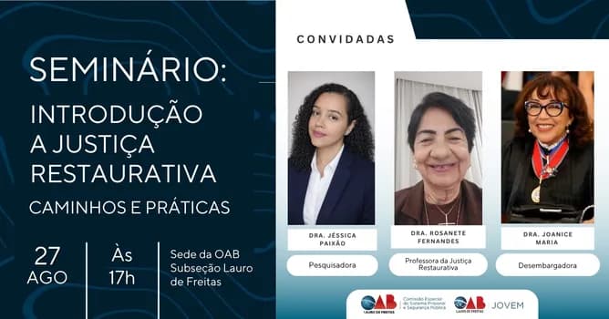 Imagem do SEMINÁRIO: Introdução A Justiça Restaurativa - Caminhos E Práticas