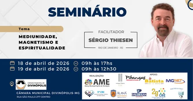 Imagem do Seminário sobre: Mediunidade, Magnetismo e Espiritualidade... Ministrado por: Sérgio Thiesen do RJ