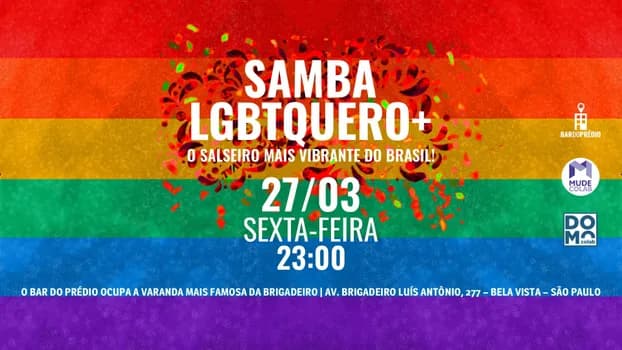 Imagem do SEXTA, 27/03, 23:00 | SAMBA LGBTQUERO+ na varanda mais famosa da Brigadeiro | Bar do Prédio