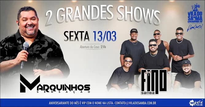 Imagem do SHOW COM MARQUINHOS SENSAÇÃO E FINO SAMBA NA VILA DO SAMBA