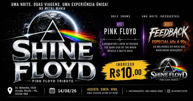 Imagem do SHOW DA SHINE FLOYD NO METALMANIA!