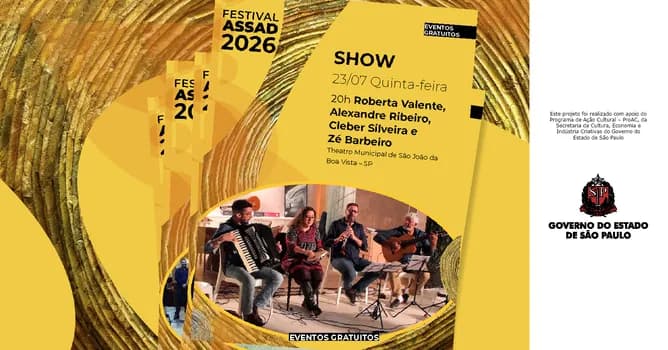 Imagem do Show Roberta Valente, Alexandre Ribeiro, Cleber Silveira e Zé Barbeiro | Festival Assad 2026