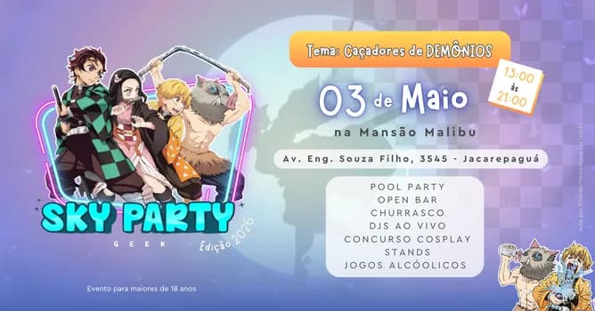 Imagem do SKY PARTY GEEK: Caçadores de Demônios (OPEN/CHURRAS)