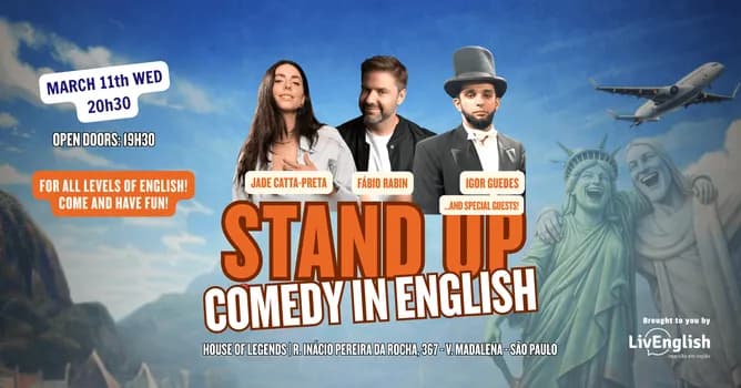 Imagem do Stand Up Comedy in English: Fábio Rabin e Jade Catta-Preta