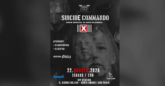 Imagem do SUICIDE COMMANDO + GÓTIA + DJ NOSFEROTIKA EM SÃO PAULO