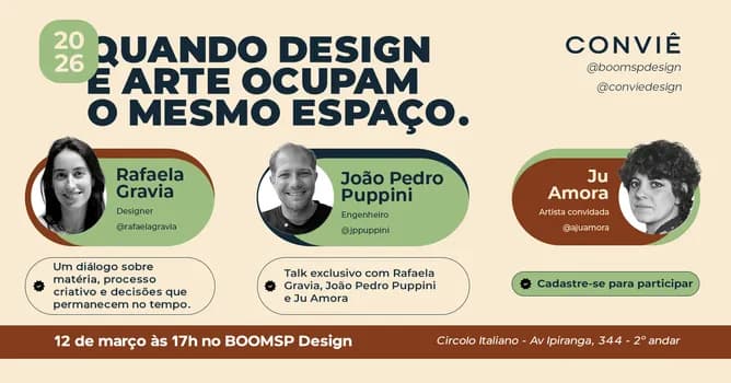 Imagem do Talk Conviê + Rafaela Gravia + Ju Amora no BOOM SP DESIGN 2026