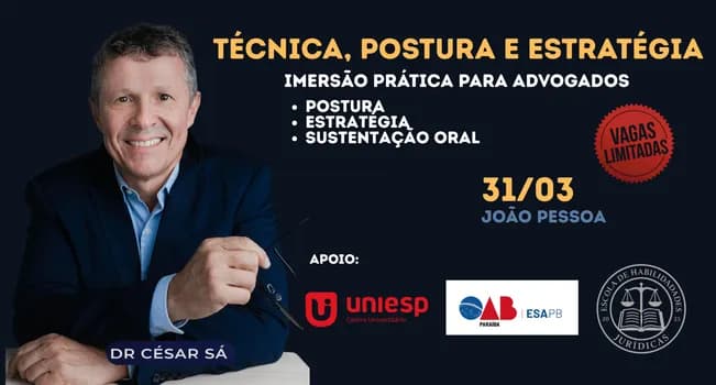 Imagem do Técnica, Postura e Estratégia Imersão prática para advogados