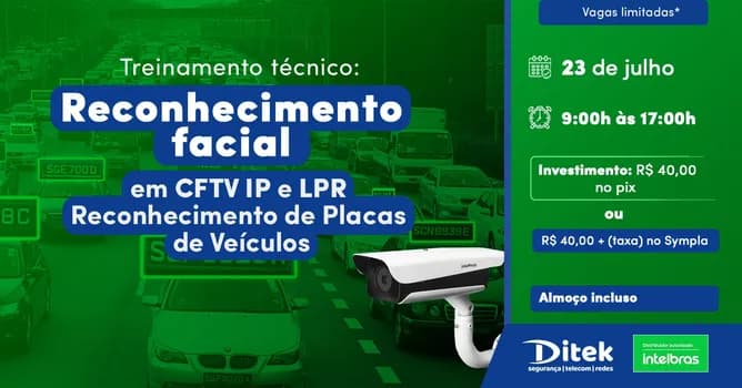 Imagem do Treinamento Técnico : Reconhecimento facial em CFTV IP e LPR Reconhecimento de Placas de Veículos