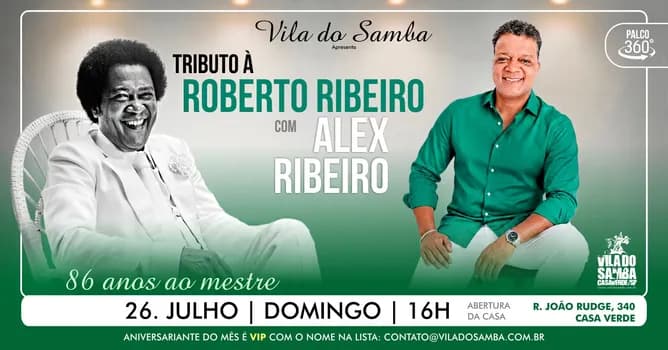 Imagem do TRIBUTO À ROBERTO RIBEIRO com seu filho ALEX RIBEIRO NA VILA DO SAMBA