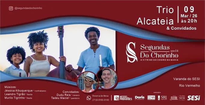 Imagem do Trio Alcateia é atração do Projeto Segundas do Chorinho Ano 14 na Varanda do SESI Rio Vermelho