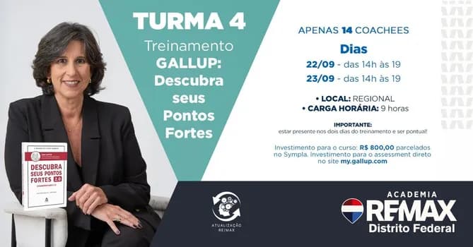 Imagem do TURMA 4 : TREINAMENTO - Descubra os seus Pontos Fortes - metodologia Gallup