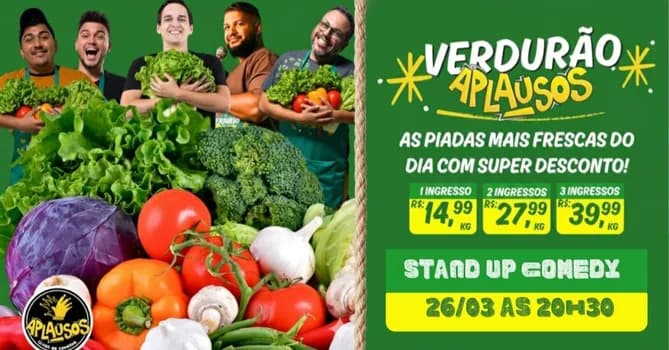 Imagem do Verdurão Aplausos - As piadas mais frescas do dia com super desconto! 26/03 em Brasília