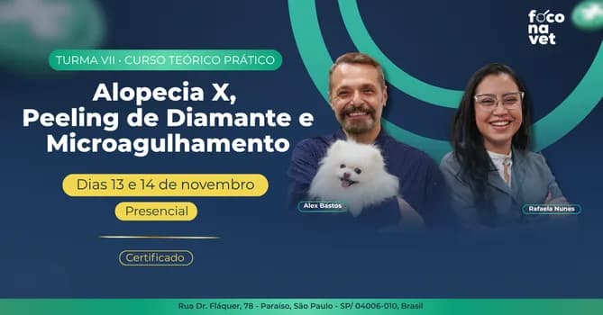 Imagem do VII CURSO DE ALOPECIA X, MICROAGULHAMENTO E PEELING DE DIAMANTE (PRESENCIAL EM SÃO PAULO)