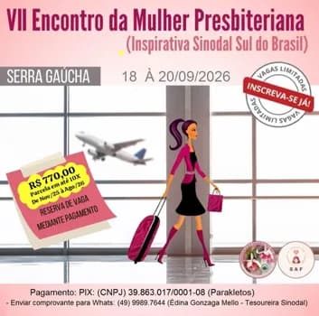 Imagem do VII Encontro da Mulher Presbiteriana (Inspirativa Sinodal Sul)