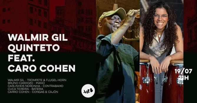 Imagem do WALMIR GIL QUINTETO FEAT. CARO COHEN no JazzB (SÁBADO 14/MAR/26)