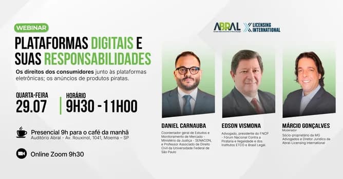 Imagem do Webinar Abral - Os direitos dos consumidores junto às plataformas eletrônicas"