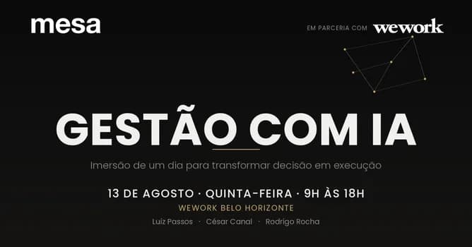 Imagem do WeWork + Mesa | IA na prática: uma imersão para transformar a gestão do seu negócio
