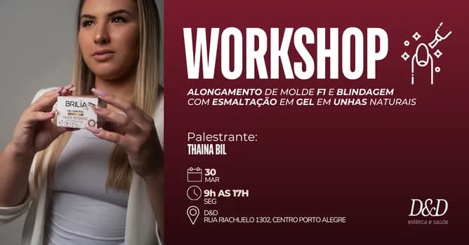 Imagem do Wokrshop Alongamento de Molde F1 e Blindagem com Esmaltação em Gel em Unhas Naturais