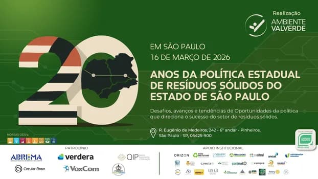 Imagem do WORKSHOP: 20 ANOS DA POLÍTICA ESTADUAL DE RESÍDUOS SÓLIDOS - SÃO PAULO