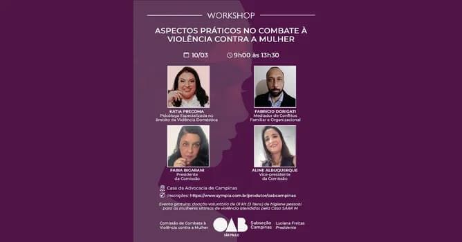 Imagem do Workshop - Aspectos Práticos no Combate à Violência Contra a Mulher