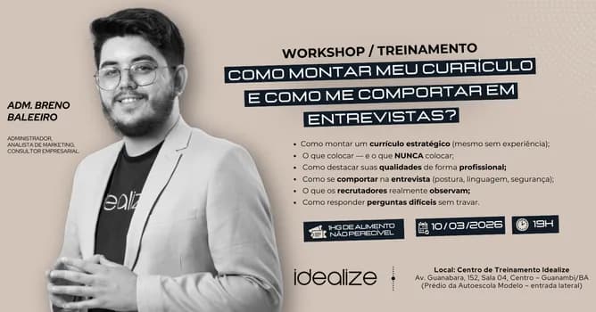 Imagem do WORKSHOP: COMO MONTAR MEU CURRÍCULO E COMO ME COMPORTAR EM ENTREVISTAS?