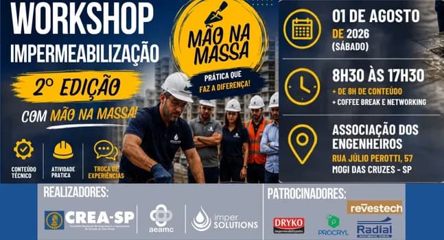 Imagem do Workshop Impermeabilização 2º Edição com mão na massa!!!