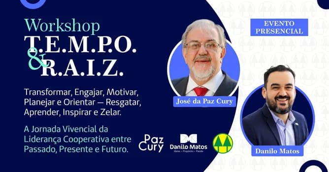 Imagem do Workshop presencial T.E.M.P.O. & R.A.I.Z. - A Jornada Vivencial da Liderança Cooperativa