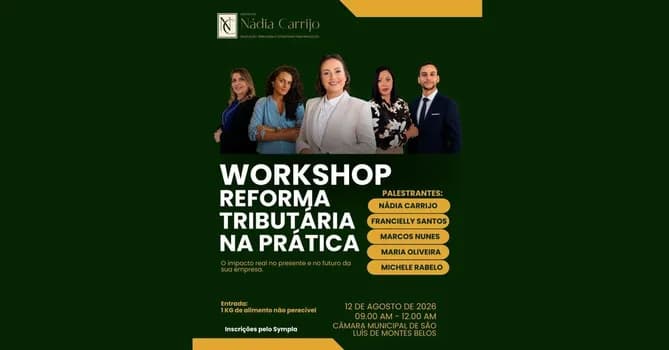 Imagem do WORKSHOP - REFORMA TRIBUTÁRIA NA PRÁTICA: O IMPACTO REAL NO PRESENTE E NO FUTURO DA SUA EMPRESA.