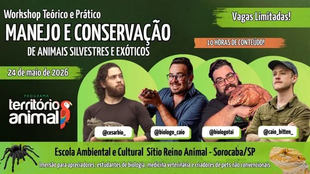 Imagem do Workshop Teórico e Prático de Manejo e Conservação de Animais Silvestres e Exóticos - Sorocaba/SP