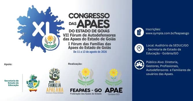 Imagem do XI Congresso, VII Fórum de Autodefensores e I Fórum da Família, das Apaes do Estado de Goiás
