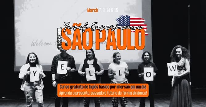 Imagem do YOSEF EXPERIENCE SÃO PAULO - CURSO GRATUITO DE INGLÊS BÁSICO POR IMERSÃO EM UM DIA